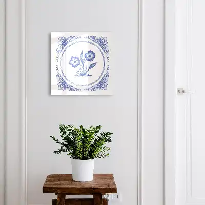 Wall mounted key box with blue flowers
