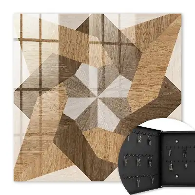 Wall mounted key cabinet Wooden star in warm tones