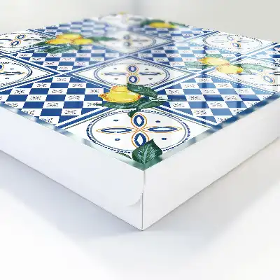 Wall Mounted Key Cabinet with Lemon Geometric Tile Print