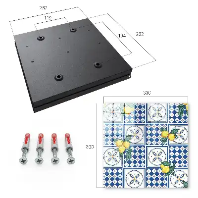 Wall Mounted Key Cabinet with Lemon Geometric Tile Print