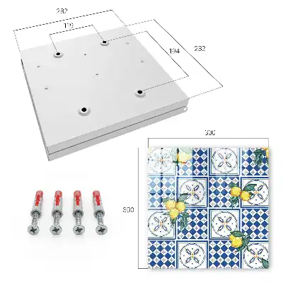 Wall Mounted Key Cabinet with Lemon Geometric Tile Print