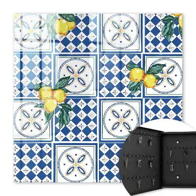 Wall mounted key cabinet Lemon Geometric Tiles