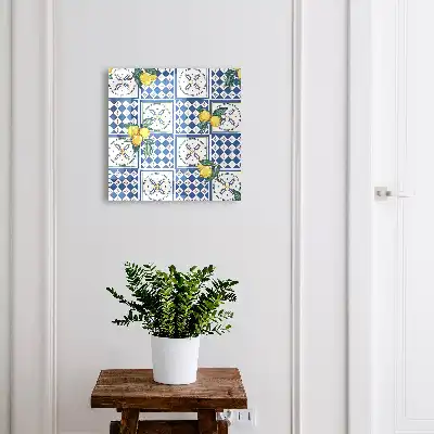 Wall mounted key cabinet Lemon Geometric Tiles