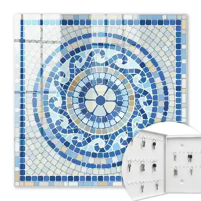 Wall mounted key box Geometric mosaic in beige tones