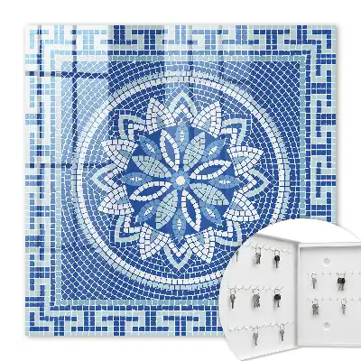 Key cabinet Blue mosaic with a floral pattern