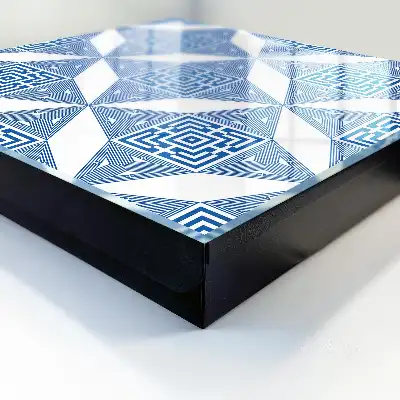Geometric Pattern Wall Mounted Key Cabinet in Blue with Squares