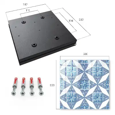 Geometric Pattern Wall Mounted Key Cabinet in Blue with Squares