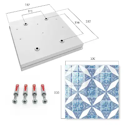 Geometric Pattern Wall Mounted Key Cabinet in Blue with Squares
