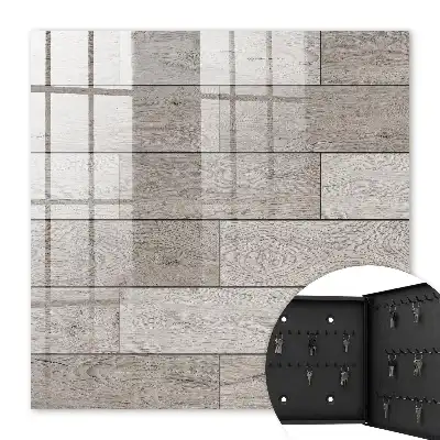 Wall mounted key box Gray wood symmetrical composition
