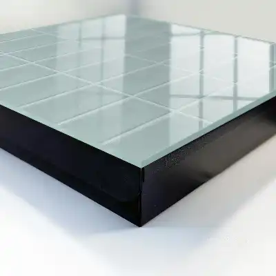 Wall mounted key cabinet Blue tiles in muted tones