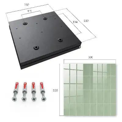 Wall mounted key box Green tiles in a symmetrical arrangement