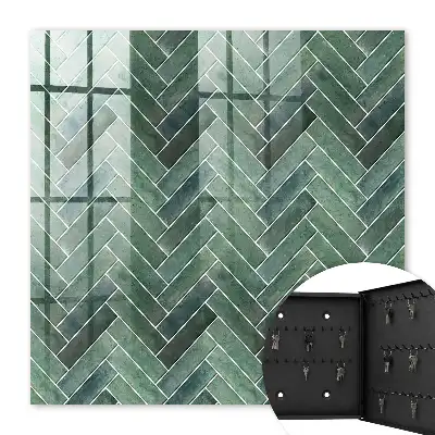 Wall mounted key cabinet Green herringbone natural charm