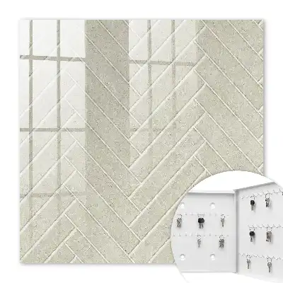 Wall mounted key box Beige herringbone subtle in beige