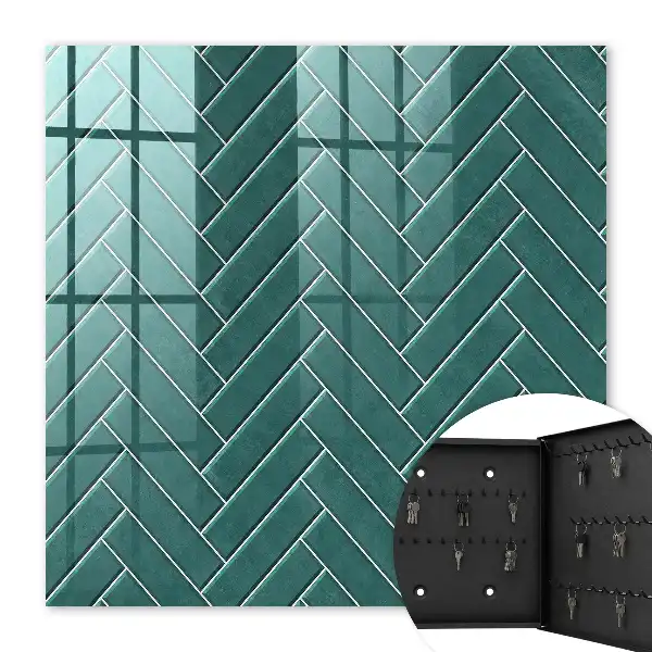 Wall mounted key box Herringbone turquoise color