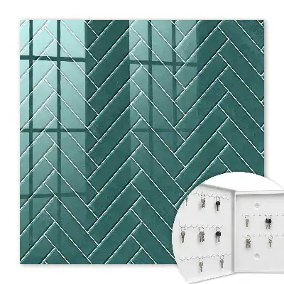Wall mounted key box Herringbone turquoise color