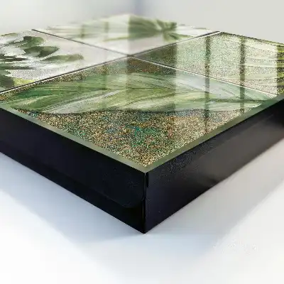 Wall mounted key box Plant tiles with a watercolor accent