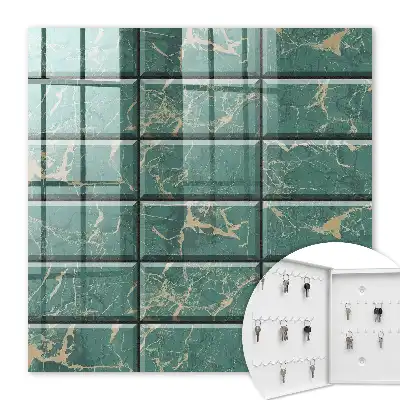 Key box for home Green marble tiles