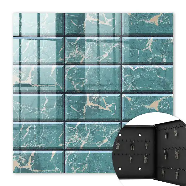 Decorative key box Turquoise marble tiles