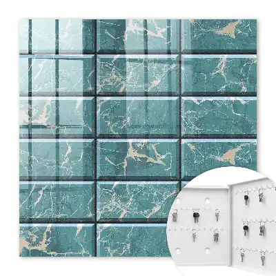 Decorative key box Turquoise marble tiles