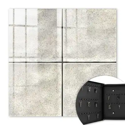 Wall mounted key cabinet Beige tiles in subtle tones