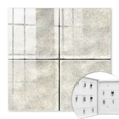 Wall mounted key cabinet Beige tiles in subtle tones