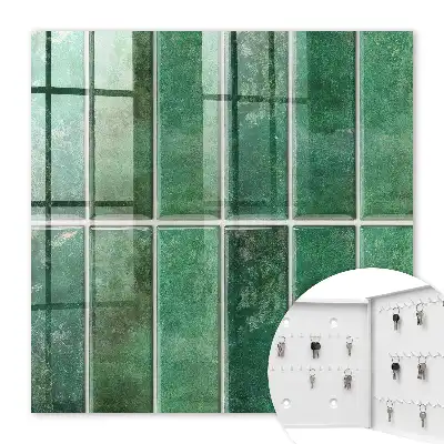 Decorative key box Green pattern of elegant rectangles