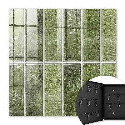 Decorative key box Green tiles in various shades