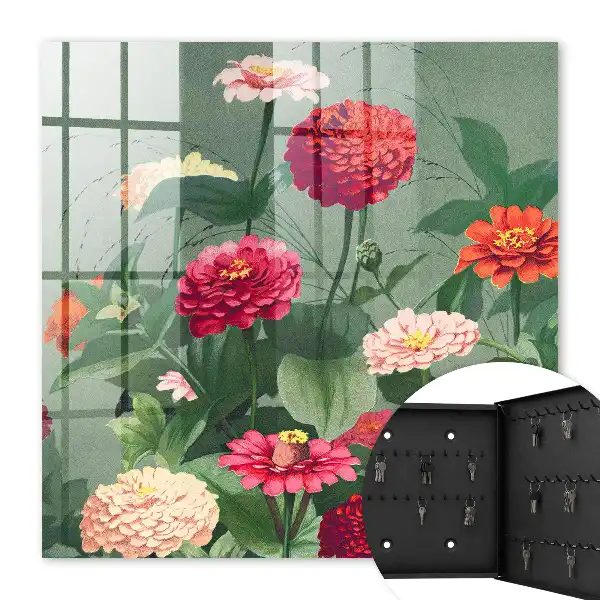 Decorative key box A blooming garden surrounded by greenery