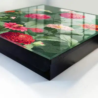 Decorative key box A blooming garden surrounded by greenery