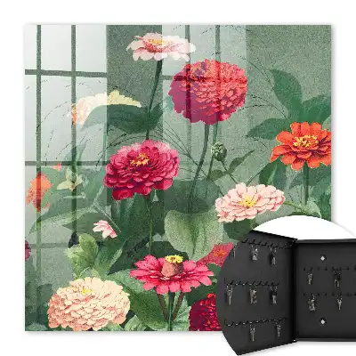 Decorative key box A blooming garden surrounded by greenery