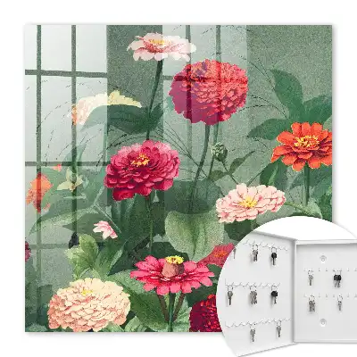 Decorative key box A blooming garden surrounded by greenery