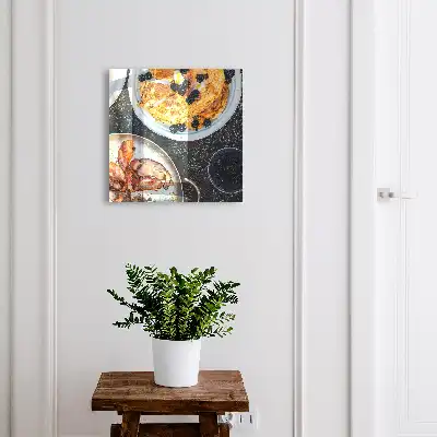 Wall mounted key box Homemade breakfast with bacon on wood