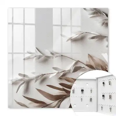 Wall mounted key cabinet Leaves of beige elegance