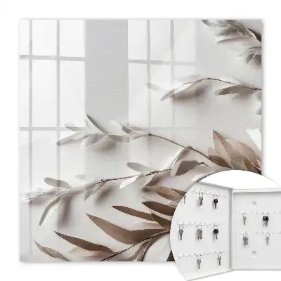 Wall mounted key cabinet Leaves of beige elegance
