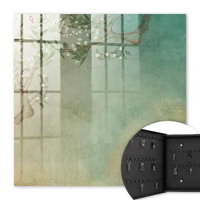 Key box for home A blooming tree on a turquoise background