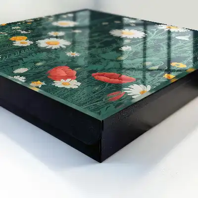 Key cabinet Flower meadow navy blue background