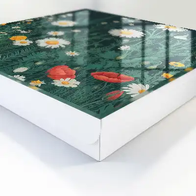 Key cabinet Flower meadow navy blue background