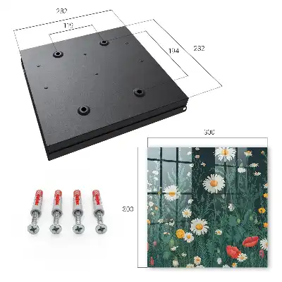 Key cabinet Flower meadow navy blue background
