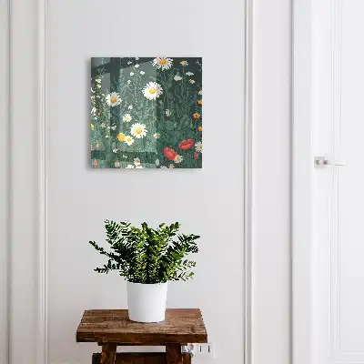 Key cabinet Flower meadow navy blue background