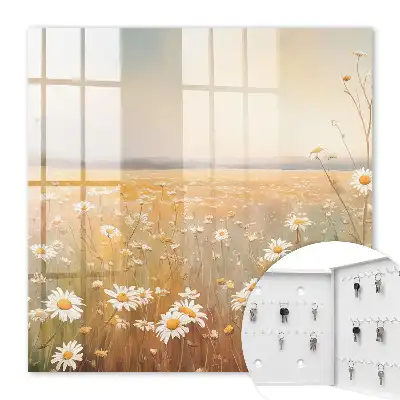Wall mounted key box The flower meadow of daisies calms down