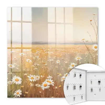 Wall mounted key box The flower meadow of daisies calms down