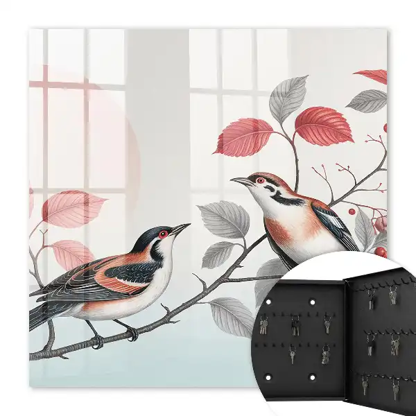 Decorative key box Birds nature pastel background