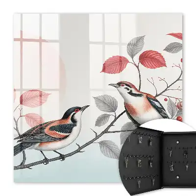 Decorative key box Birds nature pastel background