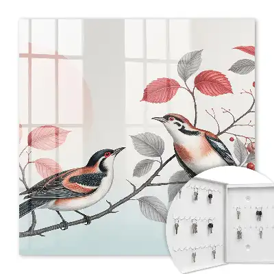 Decorative key box Birds nature pastel background