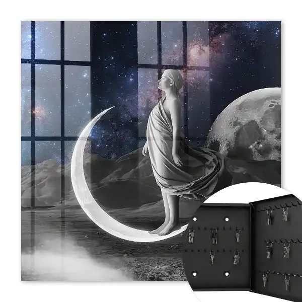 Wall mounted key cabinet A cosmic fantasy with a starry sky
