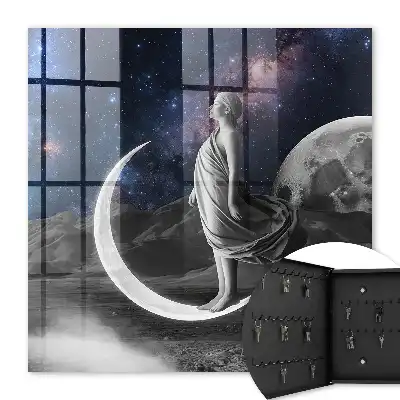 Wall mounted key cabinet A cosmic fantasy with a starry sky