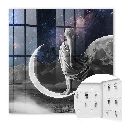 Wall mounted key cabinet A cosmic fantasy with a starry sky