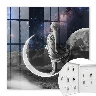 Wall mounted key cabinet A cosmic fantasy with a starry sky