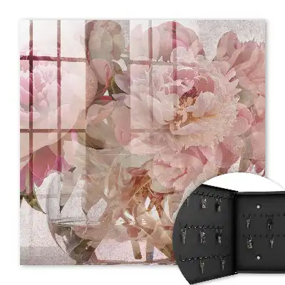 Wall mounted key box Romantic flowers in a clear vase