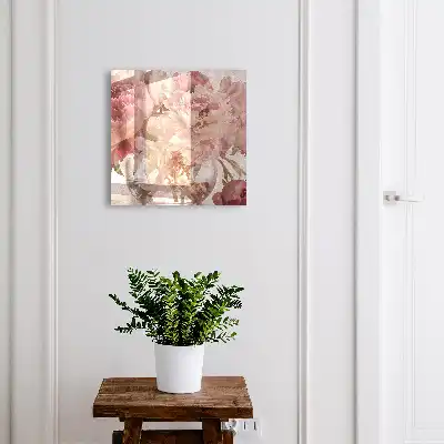 Wall mounted key box Romantic flowers in a clear vase